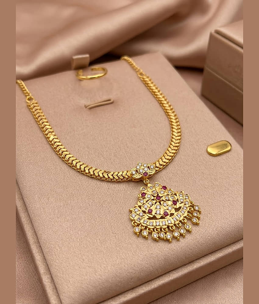 ROFARWORD Gold Brass Necklace Set ( Pack of 1 ) view 2