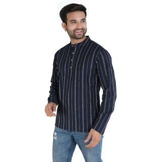 Ecostyle woven cotton long sleeves men's short kurta view 2