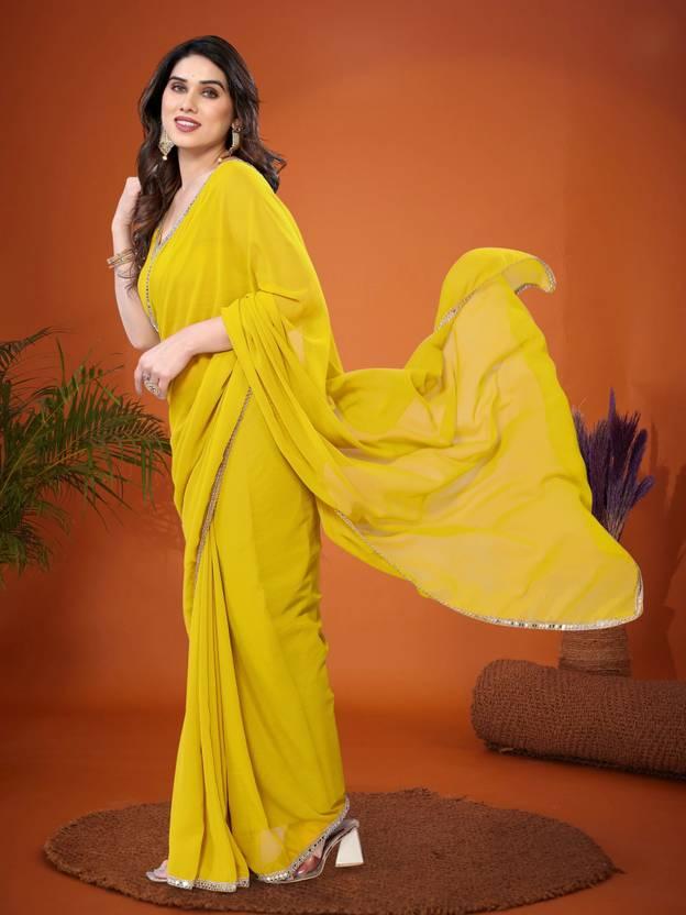Georgette Saree with Mirror Work Border view 2