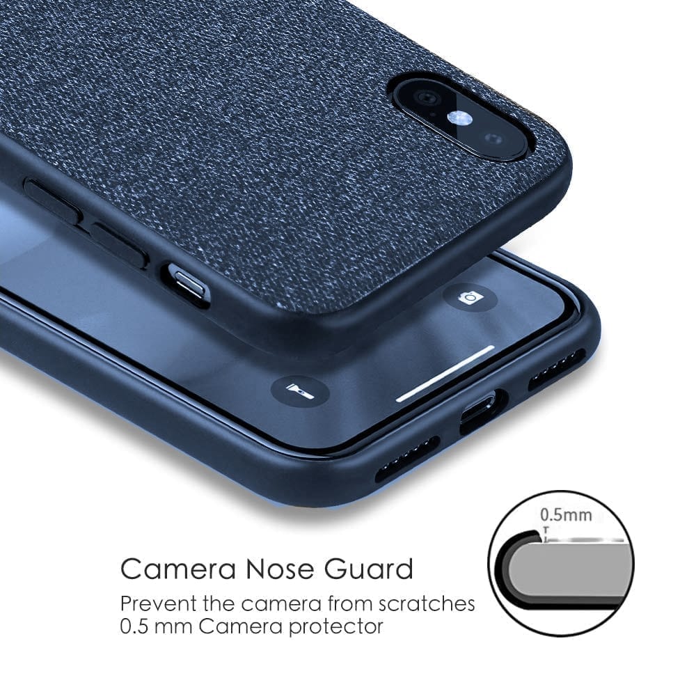 Memumi Official Series Hard Fabric Back Case for Apple iPhone X/Xs PC + TPU + Canvas (Blue) (5.8") view 2