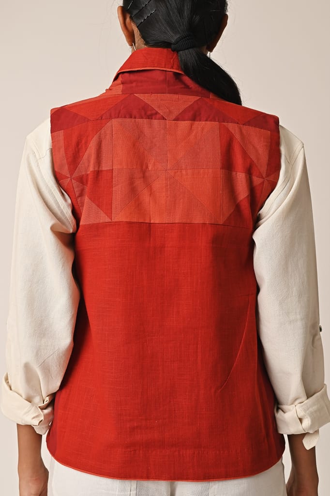 Rishta Sleeveless Red Ralli Jacket view 2