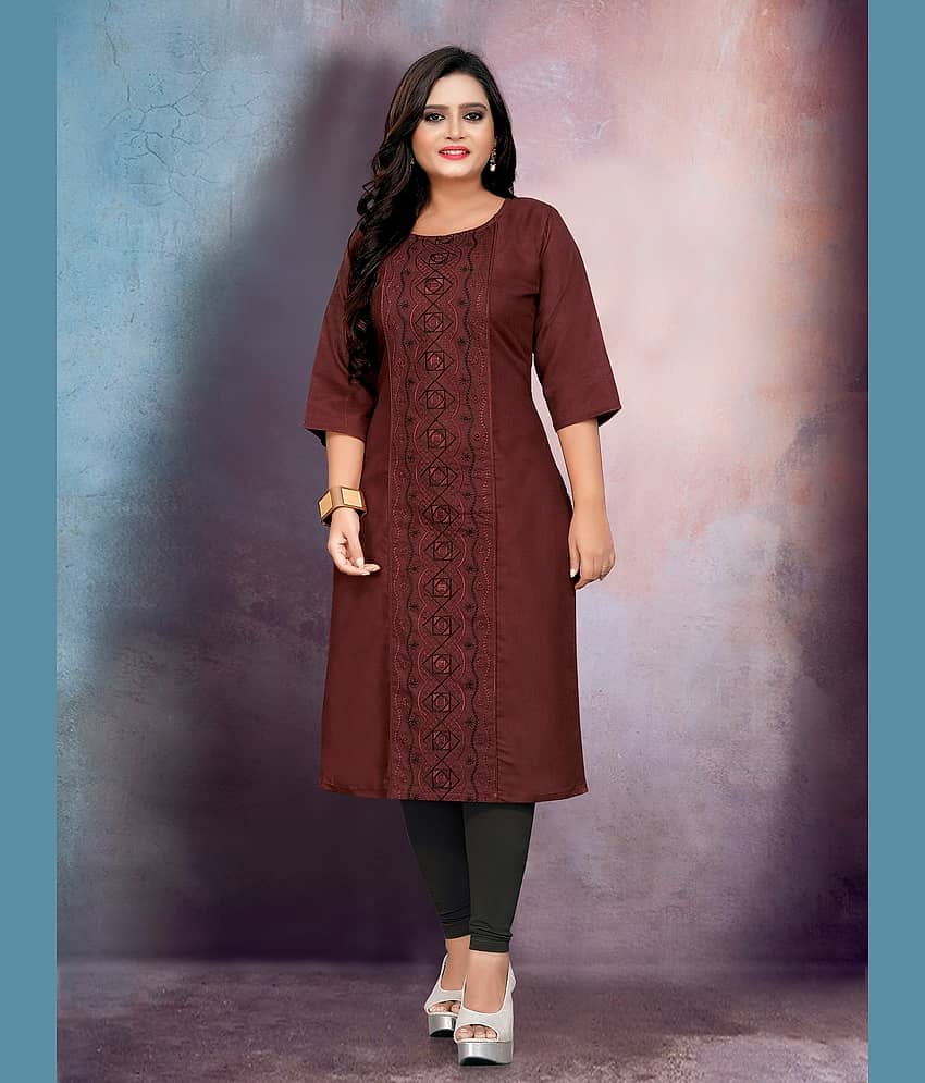 RIAANA Women Cotton Blend Embroidered Straight Kurti ( Multicolor ) view 2