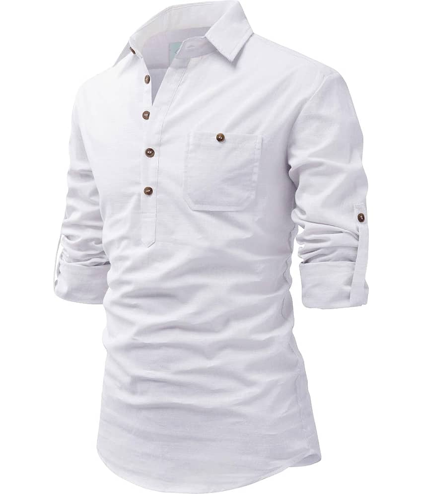 TrendiVastra Pink Cotton Blend Men's Shirt Style Kurta ( Pack of 1 ) view 2