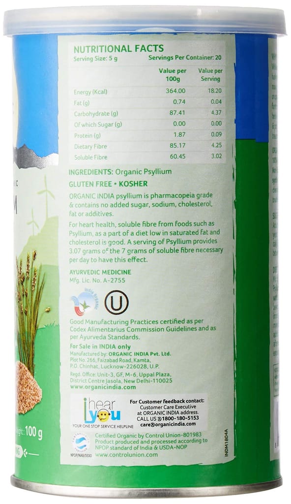 Organic India Psyllium whole husk 100gm view 2