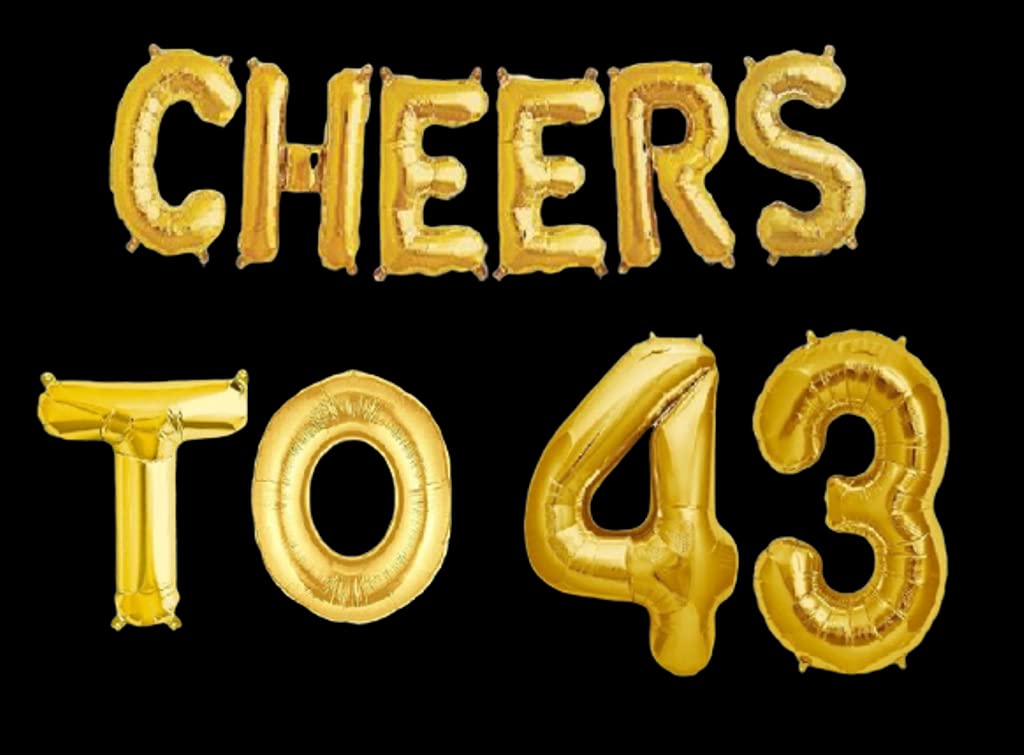 Partyzon Gold Cheers to Birthday Foil Balloon Combo Party Decoration for Anniversary Celebration 16 Inches view 2