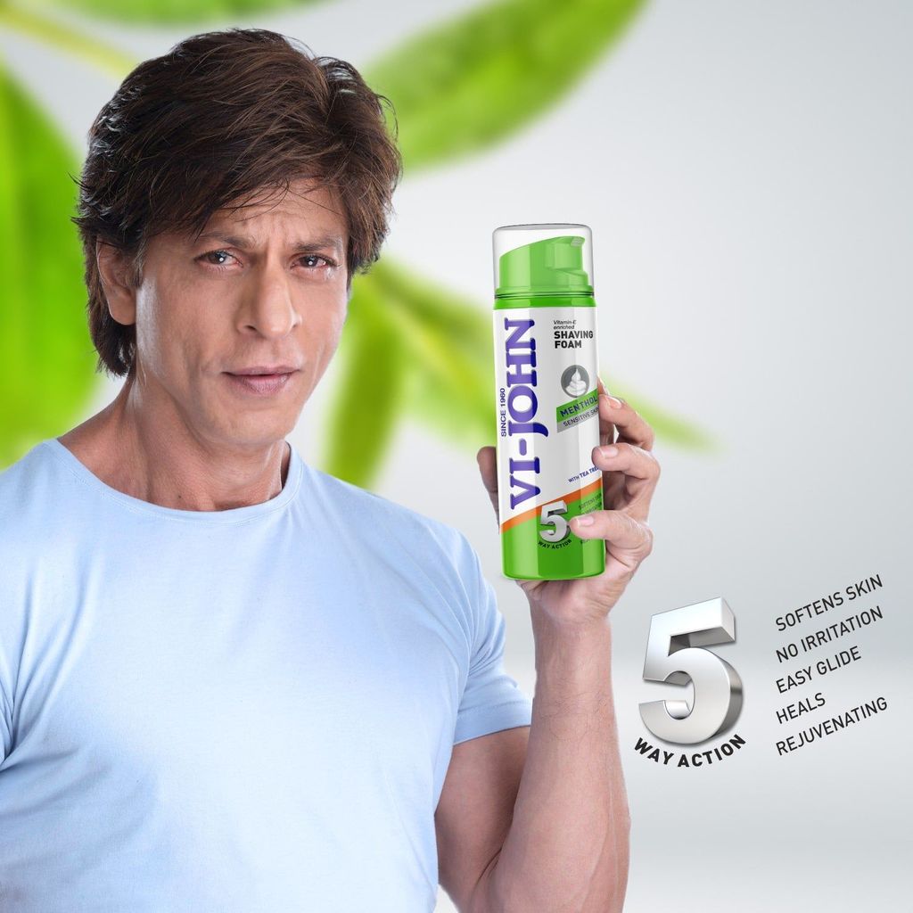 VI-JOHN Menthol Shaving Foam With 5 Way Action, Tea Tree Oil & Vitamin E - 200 GM (For Sensitive Skin) view 2