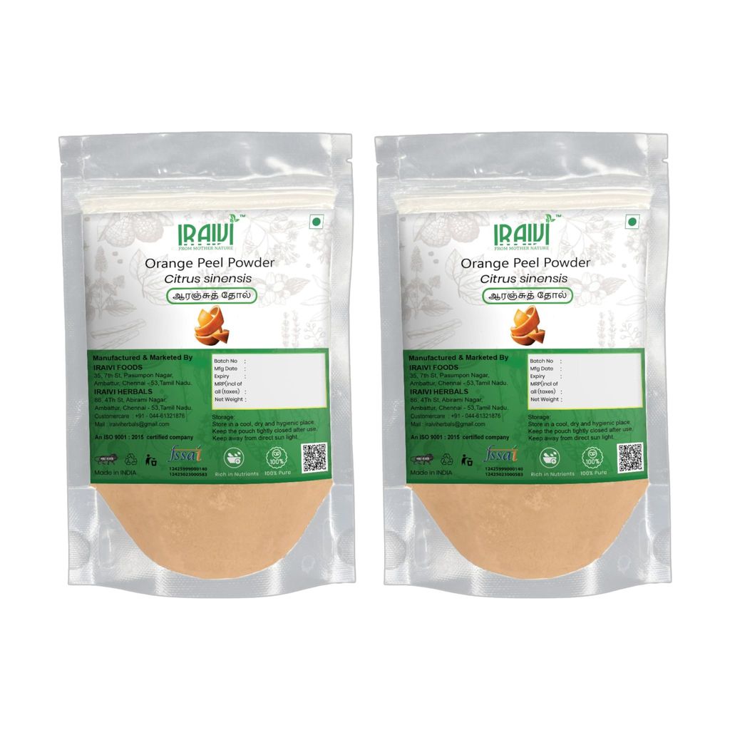 IRAIVI Premium Orange Peel Powder-200g | 100% Pure Natural Skin Brightener & Exfoliant | Promotes Radiance, Refreshes Skin & Aids Oil Balance | Chemical-Free Beauty