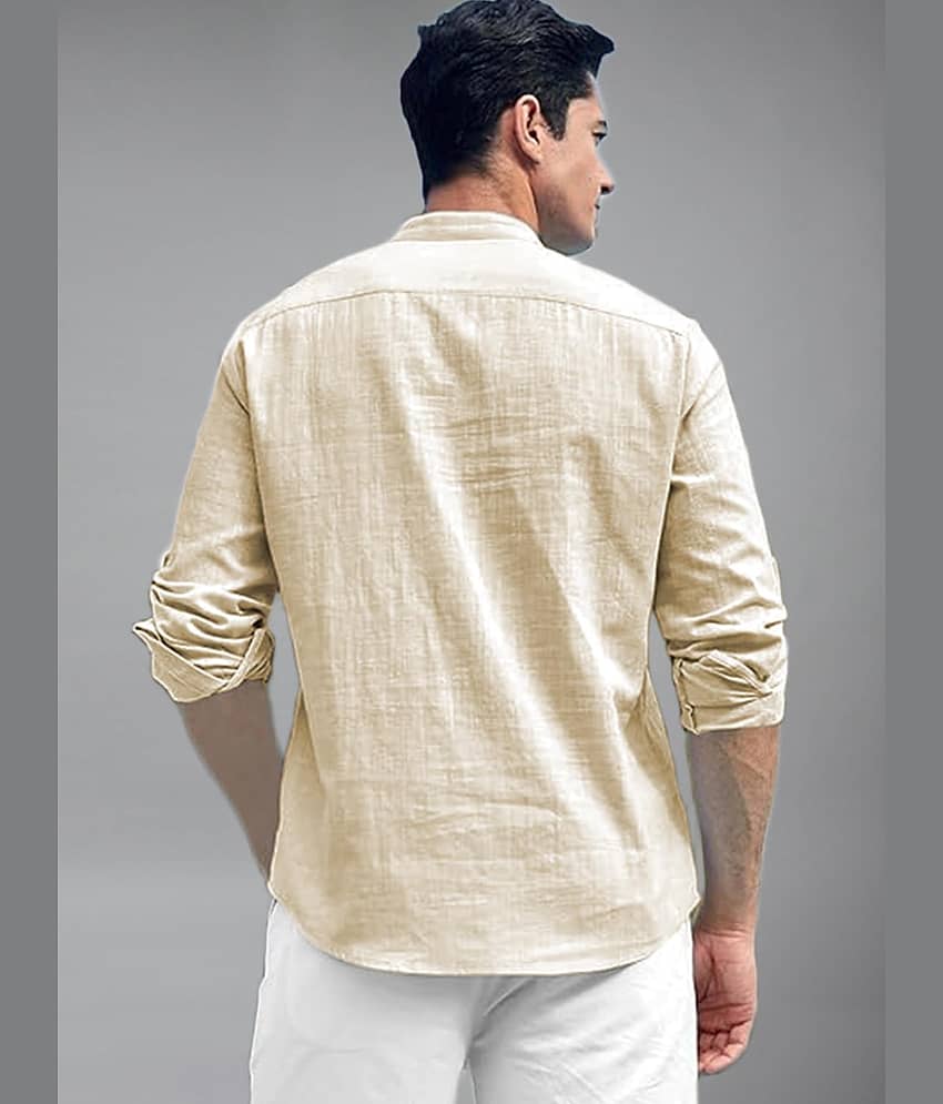 BHUVIKOO Cotton Blend Plain Shirt Style Kurta For Men ( Light Green ) view 2