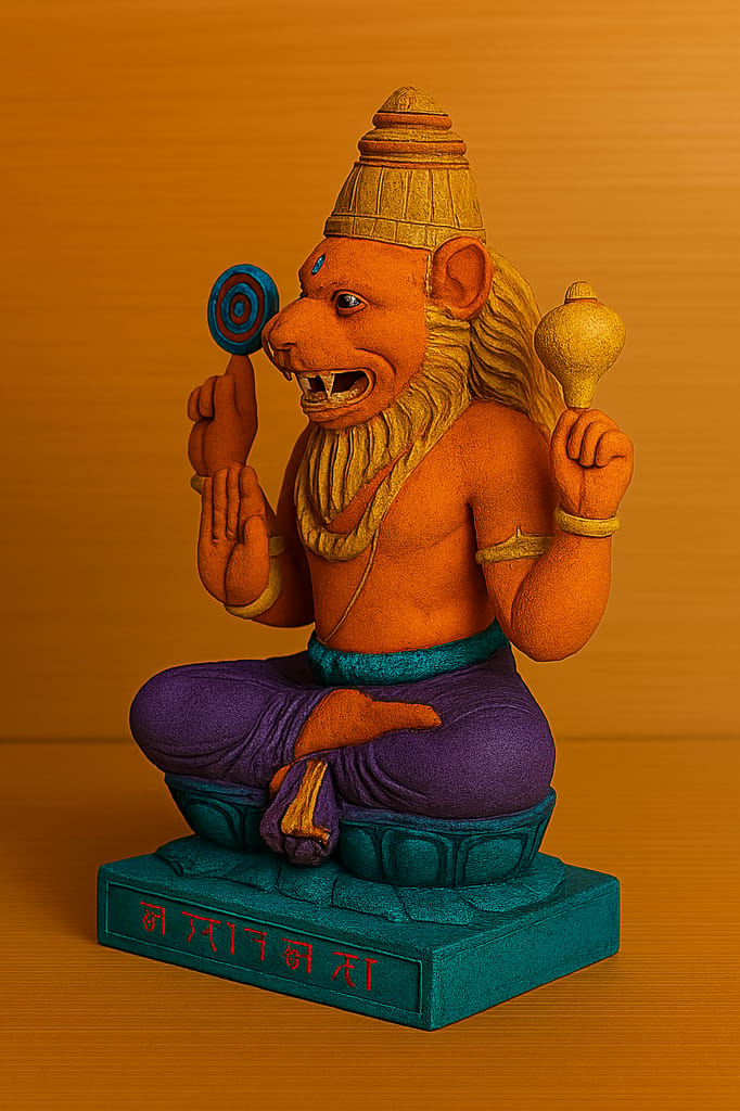 Lord Narasimha Idol Statue - Vibrant Vishnu Avatar Murti for Home & Temple Decor view 2