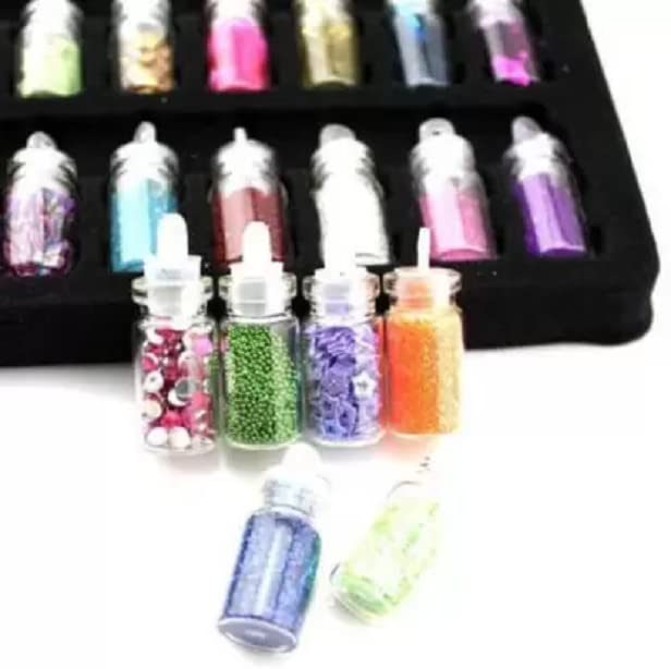Elecsera 48 Bottles 3D Nail Art Charms Kit Random Nail Art Glitter Sequins Glitter Powder (Multicolor) view 2