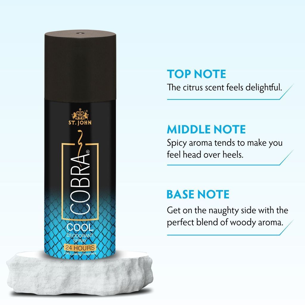 ST-JOHN cobra limited edition deo Cool,Live,Sport for men 450 ml (PACK OF 3) Deodorant Spray - For Men Deodorant Spray - For Men (450 ml, Pack of 3) view 2