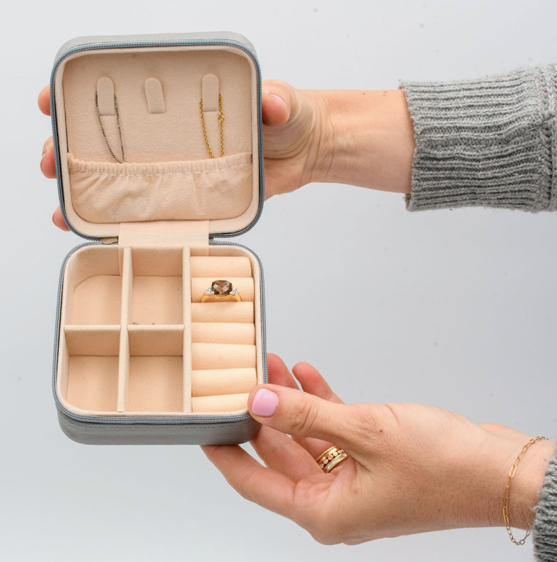 Portable Zipper Jewellery Box Grey view 2