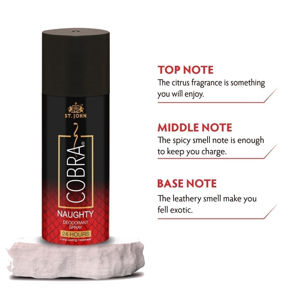 ST.JOHN Cobra Deodorant Naughty Long Lasting Perfumed Body Spray | Long Lasting Deodorant Spray For Men & Women - 150 ML view 2