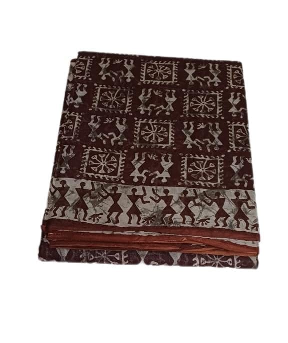 Sonchiraiya Brown Color Cotton Saree Pack of 1 view 2