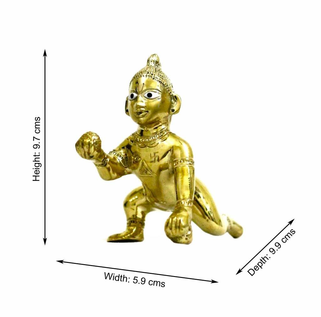COPPERHOARD Brass Ashta Dhatu Laddu Gopal Kanha Bal Krishna Statue Idol 550 Grams for Home Temple Pooja Mandir view 2