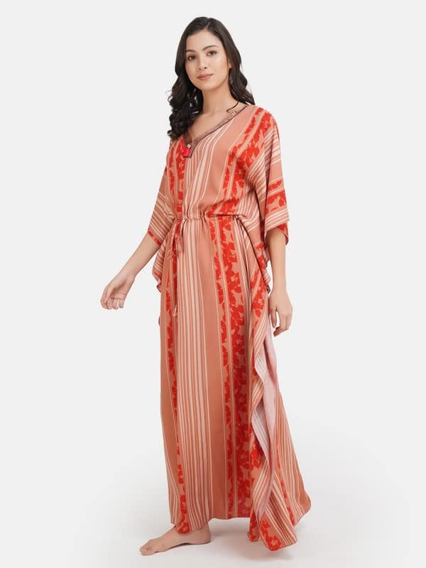 KOI SLEEPWEAR Stripped Rayon Kaftan Nightgown view 2