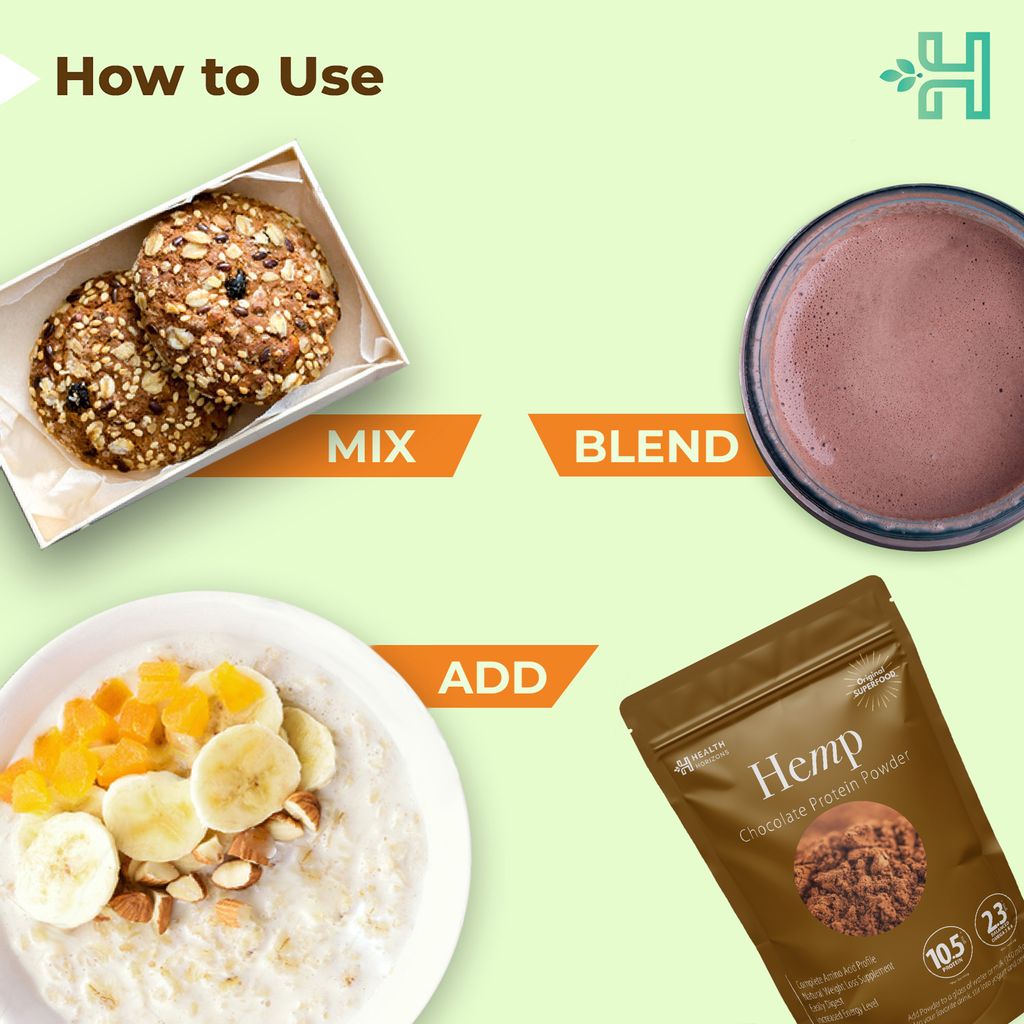 Health Horizons Hemp chocolate Protein Powder | Natural Coconut Sugar| Chocolate Flavor Vegan, Keto Friendly, Gluten Free Plant Protein with Omega 3 and 6 | No Cholesterol | Protein Powder to Build Lean Muscle view 2