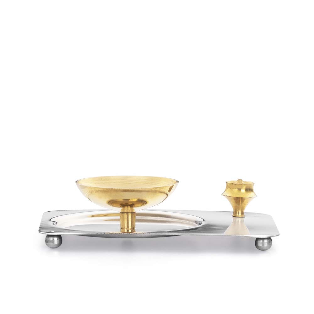 Borosil Aarti Diya Decorative Brass Glass Oil Lamp | Tea Light Holder | Diya with Borosilicate Glass | Puja Dia for Mandir | Lantern Diya with Glass Cover view 2