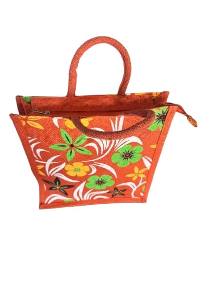 Floral Jute Tote Bag - Eco-Friendly Shopping Bag view 2