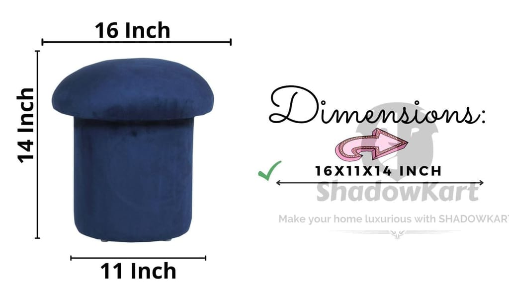 Shadowkart Pouffes Sitting Stool for Living Room, Make up Table Mudda Puffy Wooden Ottoman Stools, Pouffe Footstool, Poof for Room Decoration & Dressing Table, 16x11x14 Inch view 2