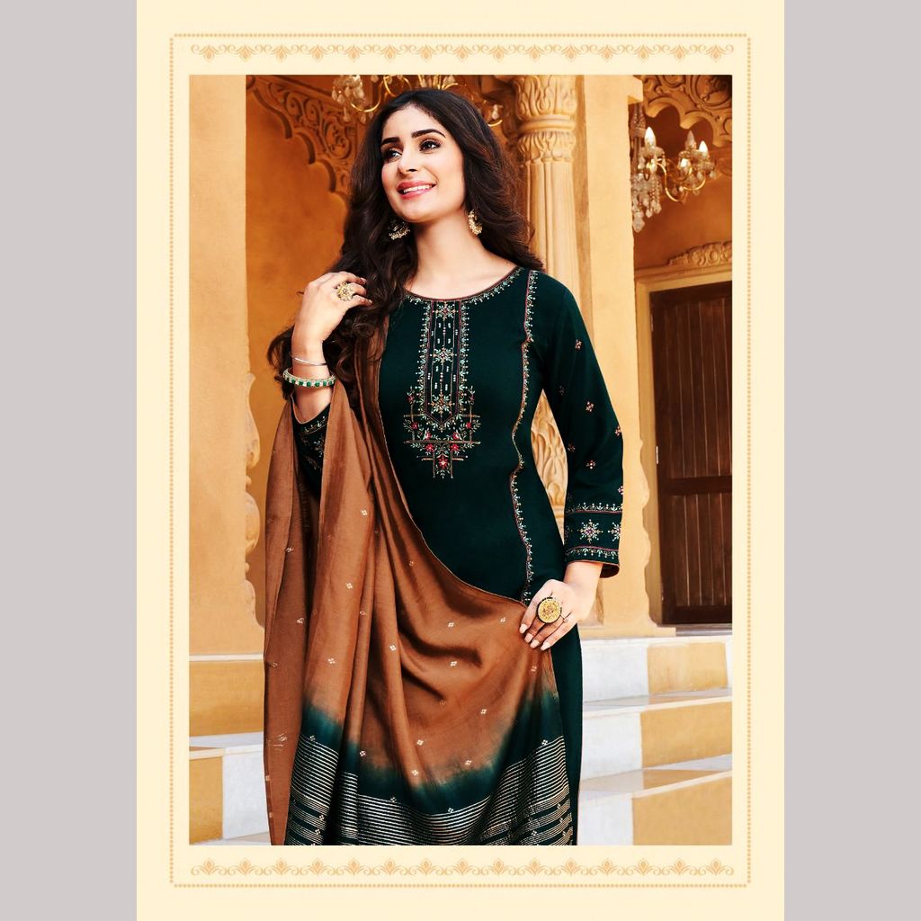TALK BY FASHION Women Embroidered Silk Kurta with Pants & Dupatta view 2
