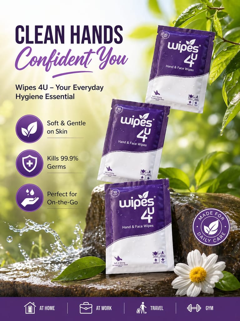 Wipes4u Individually Packed Face and Hand Wet Wipes Combo ( 75 Lemon + 25 Lavender ) view 2