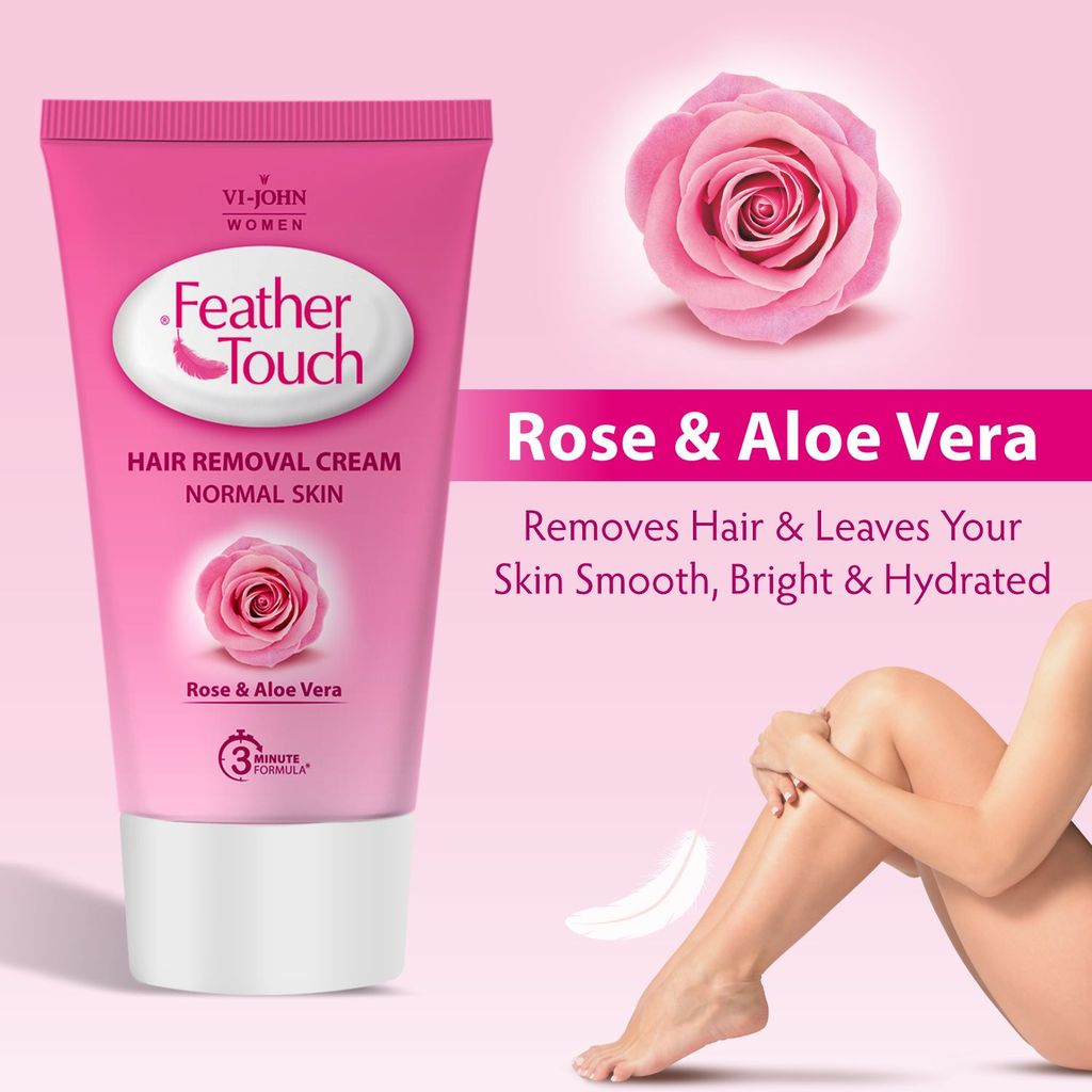 VI-JOHN FEATHER TOUCH HAIR REMOVAL ROSE,ALOE VERA & HALDI CHANDAN PACK OF 3 (330g) Cream (330 g) view 2