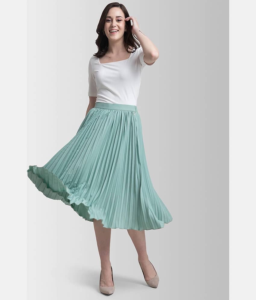 KZULLY - Green Crepe Women's Flared Skirt ( Pack of 1 )