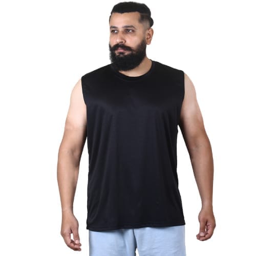 Men's Gym Sleeveless T-Shirt Black - Drifit, Quick Dry Sports Tank Top, Sando Vest