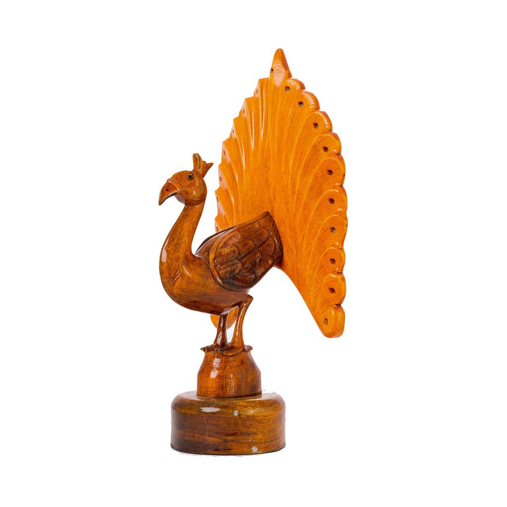 SOWPEACE Handcrafted Wooden Peacock Bicolor “The dance of color grace” showpiece, premium artisan made Tabletop home decor for living r view 2