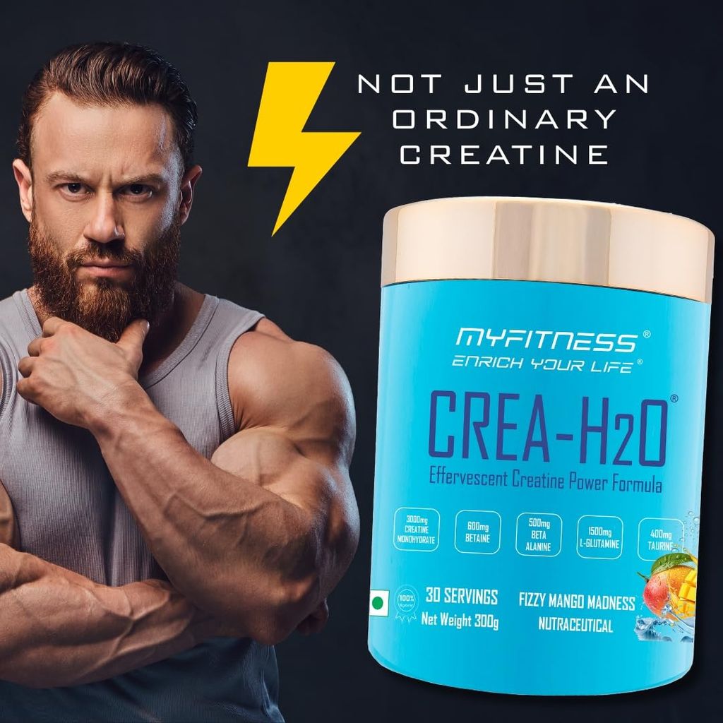 Myfitness Creatine Monohydrate Powder | 300g | Effervescent Pre Workout Power Formula | Creatine Powder With Betaine | Beta Alanine | L-Glutamine | Taurine | Electrolyte Blend view 2