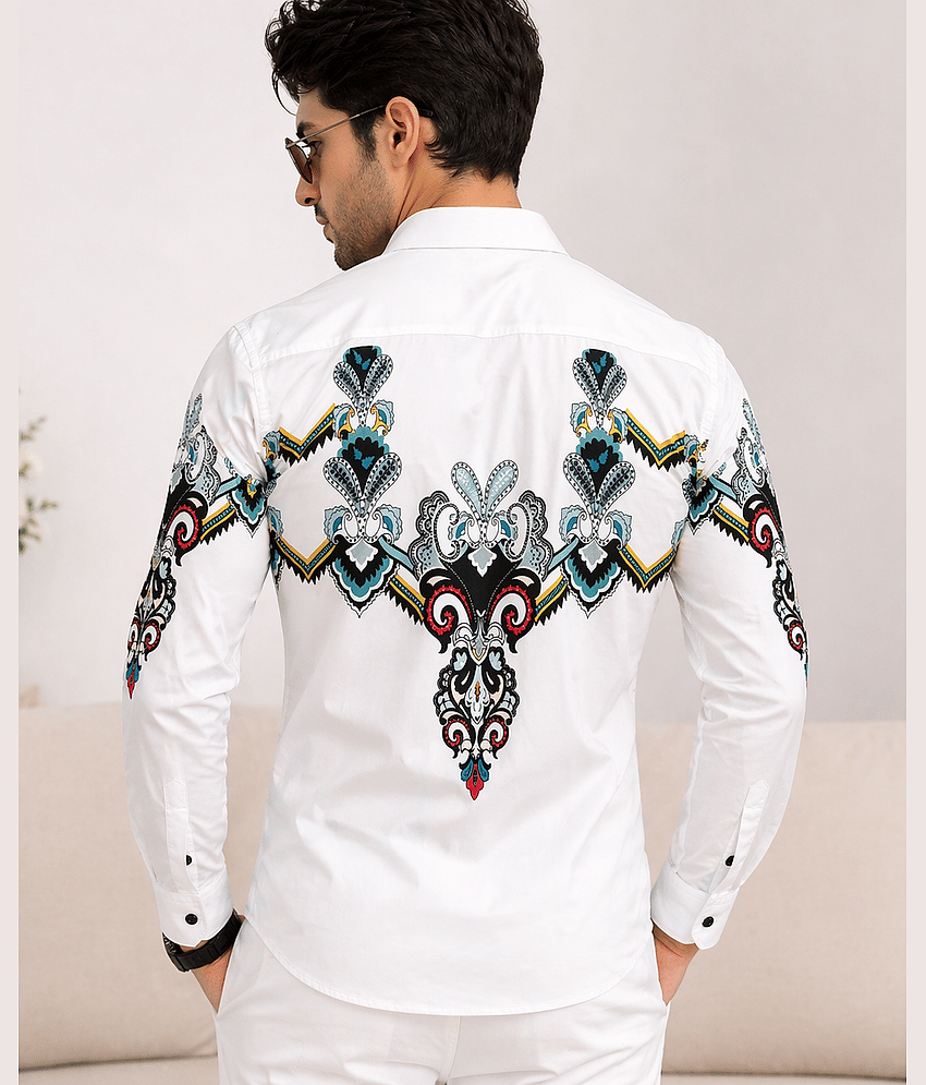 Le Pery Lycra Regular Fit Printed Full Sleeves Men's Casual Shirt - White ( Pack of 1 ) view 2