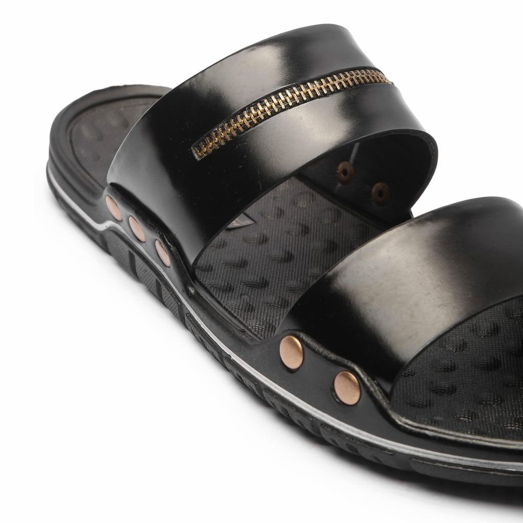 FEATHER LEATHER Stylish Men's Comfortable & Lightweight Sandals & Slippers | Genuine Leather Casual Slipper/flip-flop for Men | Everyday and Office Use Slipper view 2