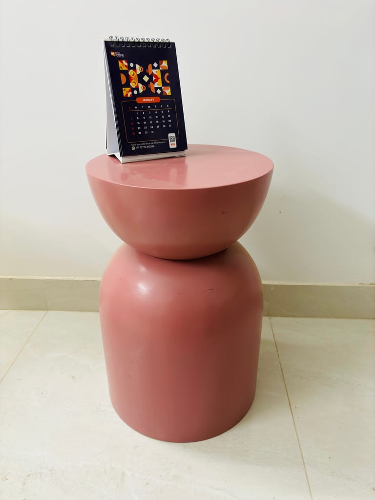 Round wooden side table beautiful pink colour 46cm