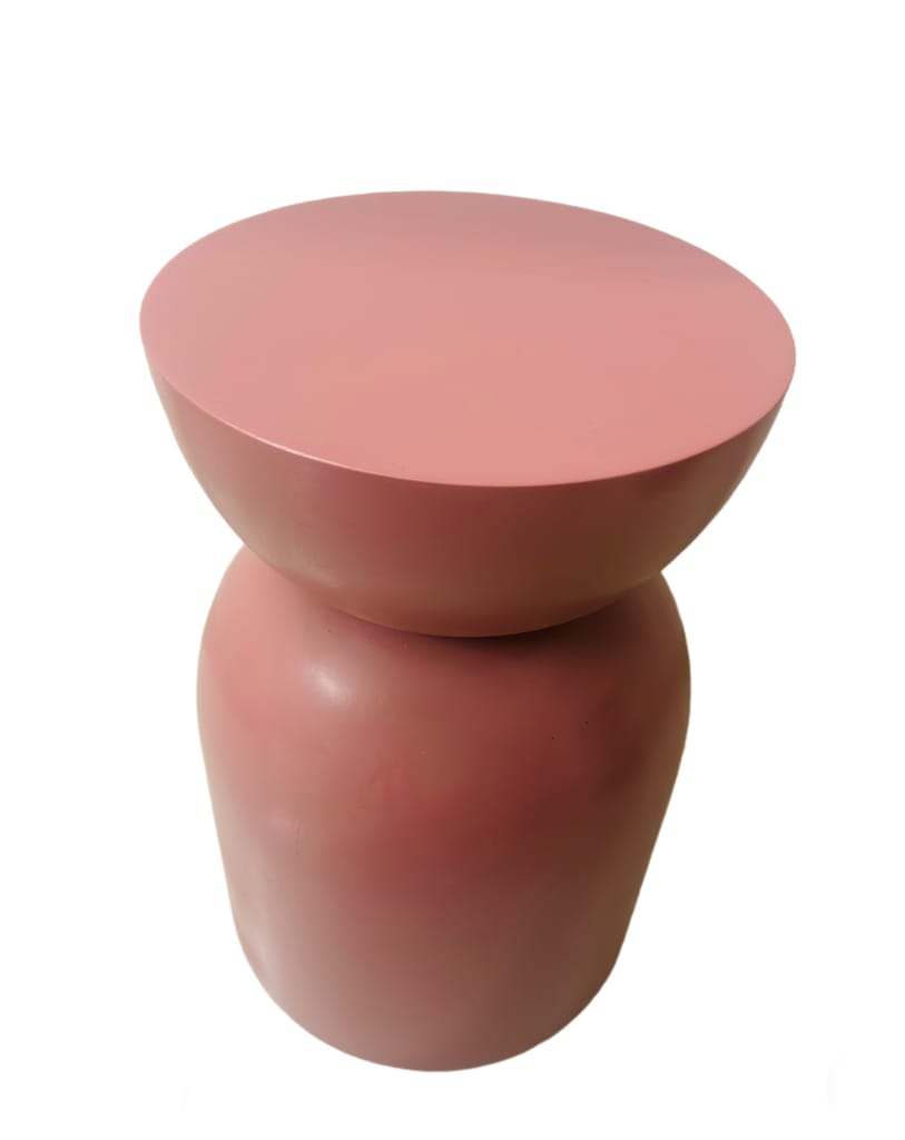 Round wooden side table beautiful pink colour 46cm view 2