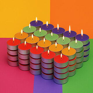 Vibrant Multicolor Tealight Candle for Home Decor Festive Celebration Wax Candle Candle (Multicolor, Pack of 50) view 2