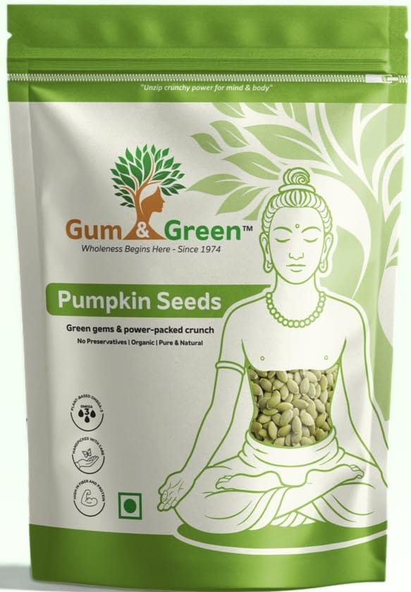Gum & Green Premium Pumpkin Seeds | 100% Natural, Protein-Rich Superfood | High in Magnesium, Zinc & Antioxidants | Raw, Unroasted, Unsalted