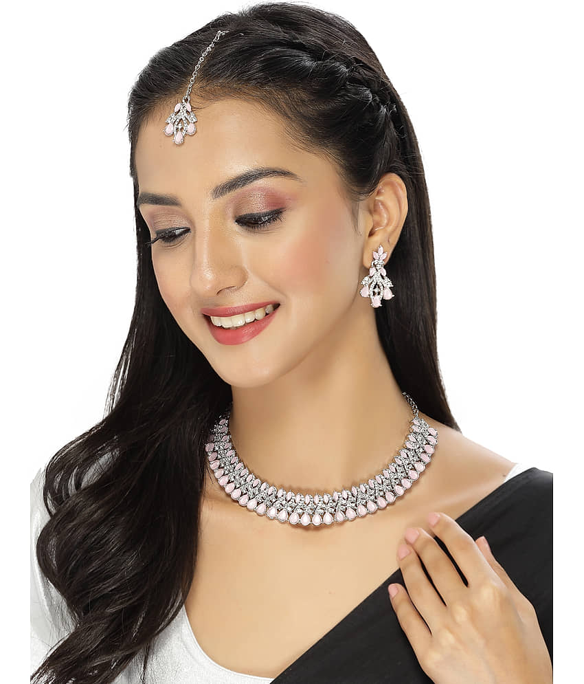 Sukkhi Pink Alloy Necklace Set ( Pack of 1 ) view 2