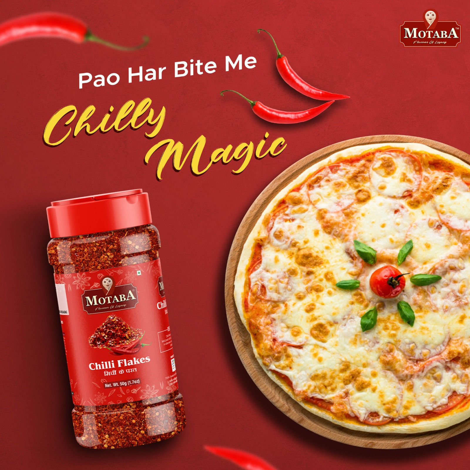 MOTABA Masala Organic Motaba International Sprinklers Chilli Flakes & Pizza Pasta Seasoning, 50 gm Each - Pack of 2 view 2