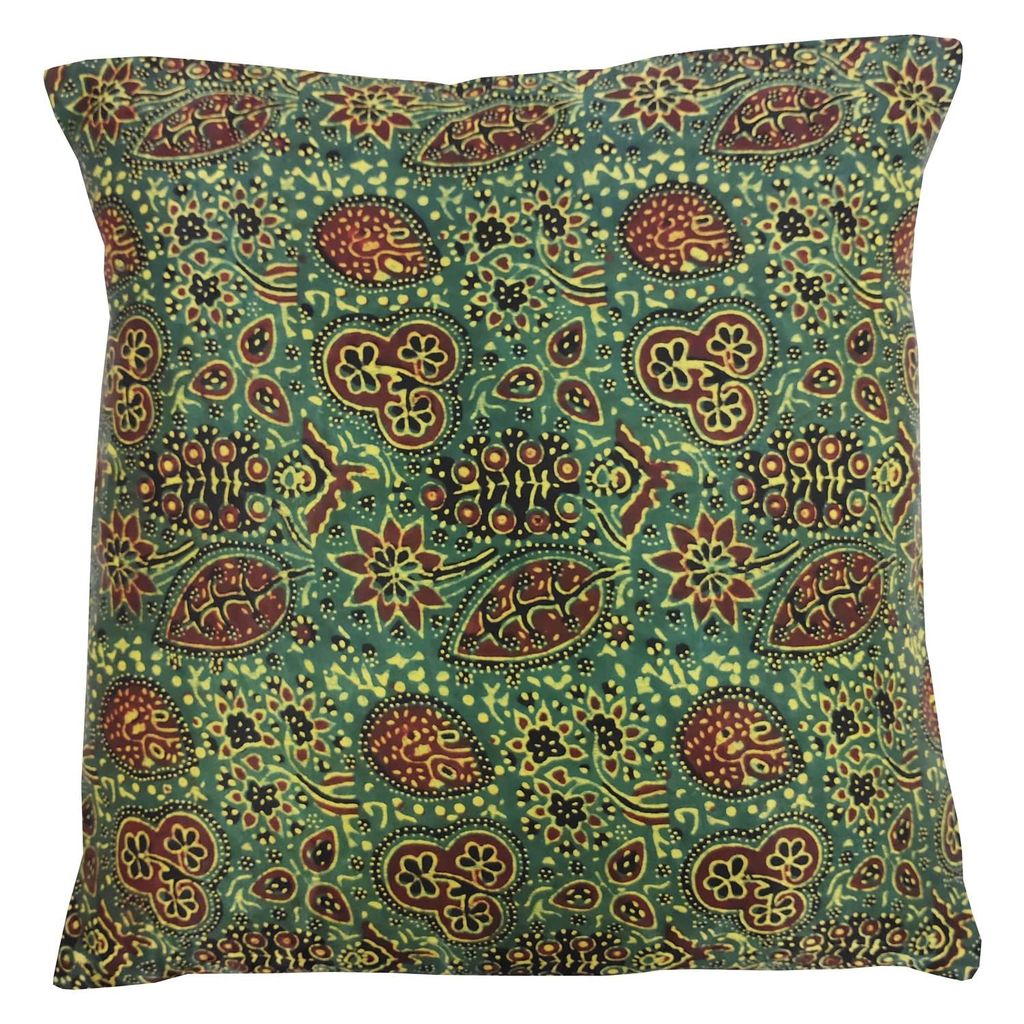 Bottle Green Mashru Cushion Cover by Garvi Gurjari