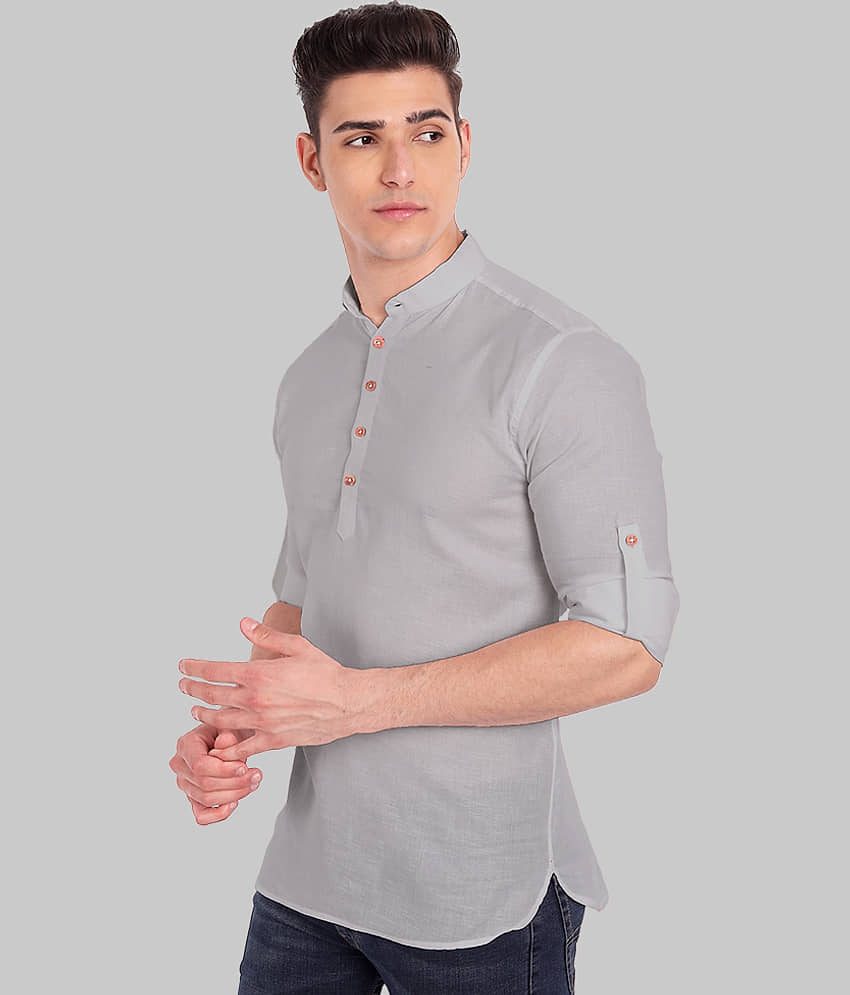 Vida Loca Linen Slim Fit Solids Rollup Sleeves Men's Casual Shirt - Black ( Pack of 1 ) view 2