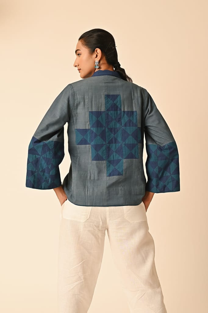 Rishta Shawl Collar Grey Ralli Jacket view 2