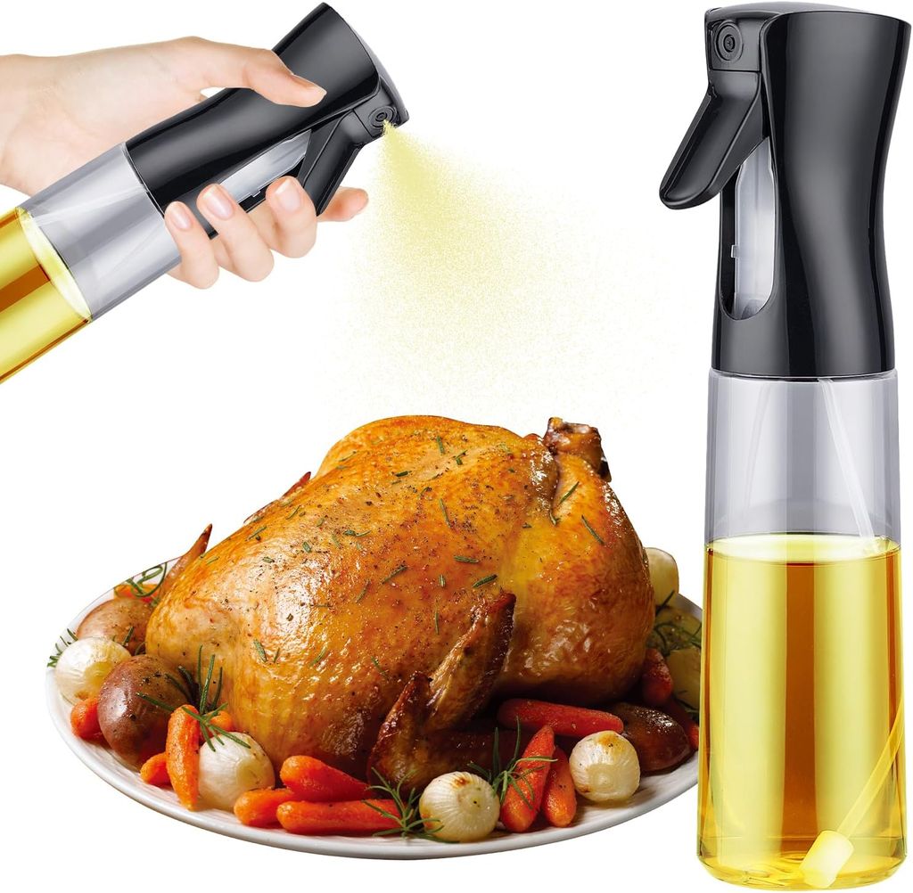 Ahina Glass Oil Bottles & Oil Sprayer 300ml - Spray Bottle Dispenser for Hot Air Fryer, Grilling, Salads & Meal Prep, BPA Free, Dishwasher Safe, Reusable