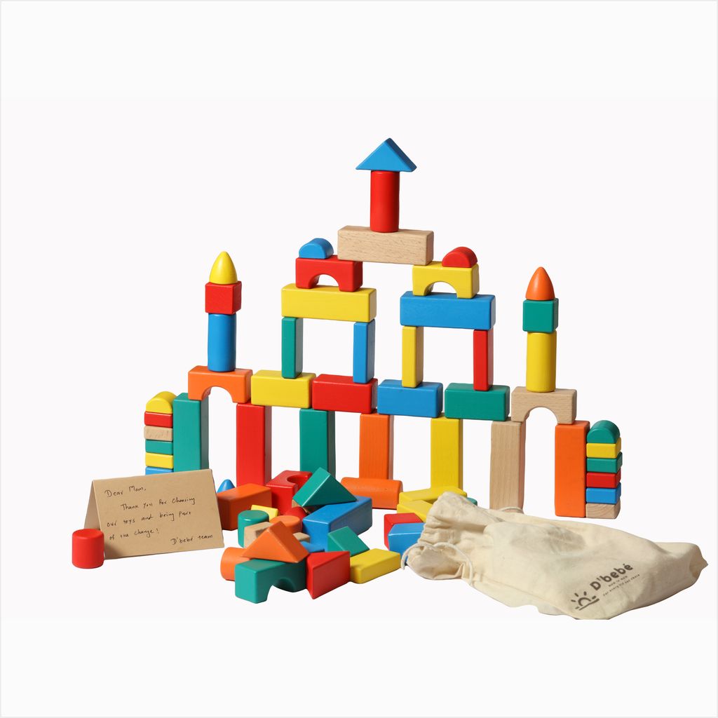 Wooden Building Blocks 96 PCS | Eco-Friendly Montessori Toys India view 2