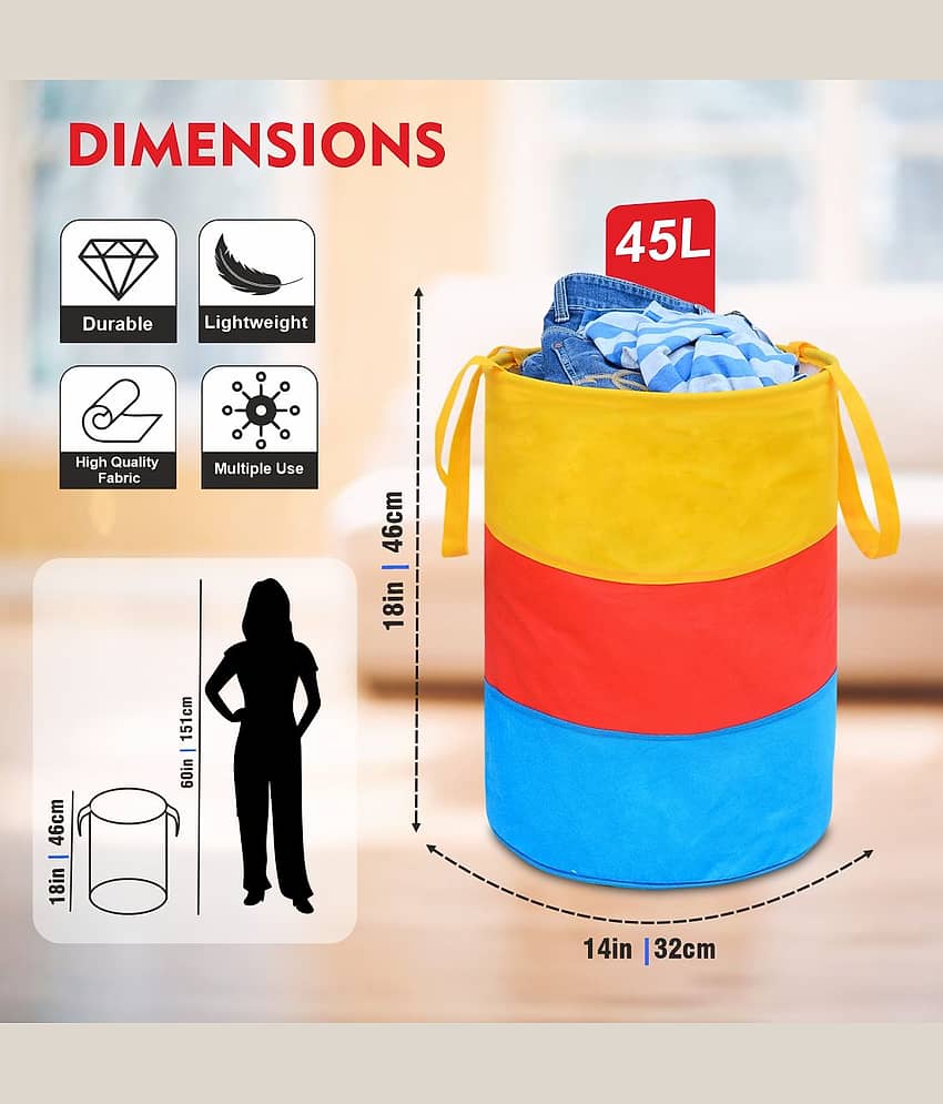 45L Foldable Storage Box Laundry Bag for Cloth, Toy Storage Handle,Blue (2U) view 2
