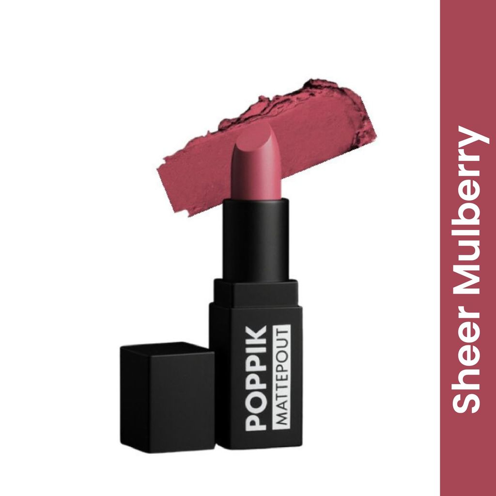 POPPIK Bullet Matte Lipstick for Women | Creamy Matte, Long Lasting Lip Color | High Coverage, Soft & Comfortable Formula | Daily Use Lip Makeup | Ideal for Casual Outings, Wedding, Gift | 3.8gm view 2