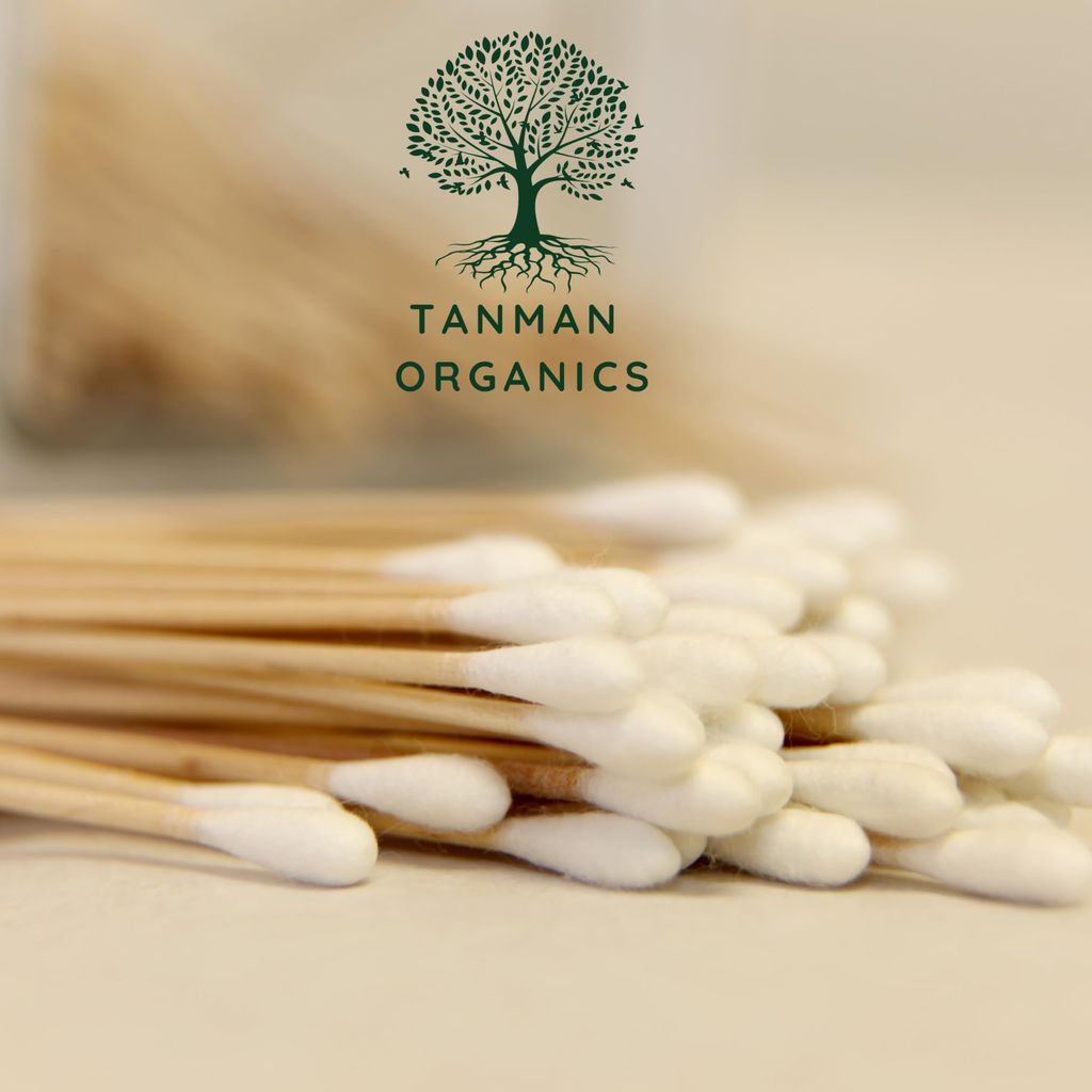 TANMAN ORGANICS Natural & Thick Cotton Ear buds cotton swabs ear cleaning buds | Strong Wooden Ear stick, Bamboo Earbuds cotton swabs for cleaning ears | Ear cleaner sticky buds for clean ear wax removal (Pack of 200 sticks/ 400 tips) view 2