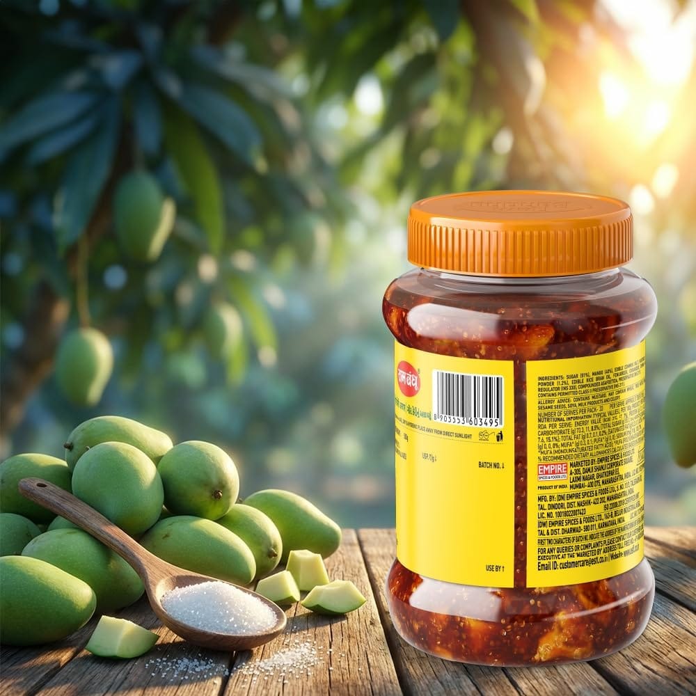 Ram Bandhu Sweet Mango Pickle 500gm X 2 | Pack of 2 | Deliciously Sweet & Tangy | Aam Ka Achar Ripe Mangoes | Rich Traditional Flavor | Perfect with Meals & Snacks | Pack of 2 for Extended Enjoyment view 2