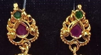 Gold Plated Traditional Indian Jhumka Earrings with Pearls view 2