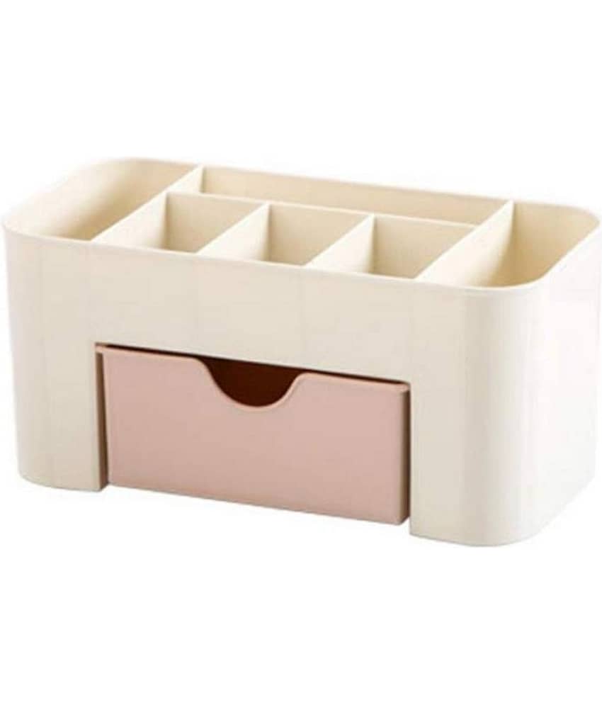 KP Mart Multi Functional Makeup Storage Box with Holder Dust Proof Cosmetic Organizer Water Proof Box for Desktop Bathroom, Dresser, Vanity and Countertop Cosmetic Box Plastic view 2